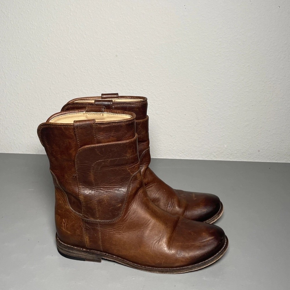 Vintage Frye Paige Short Boots Women's 6B Brown Leather Boho Western